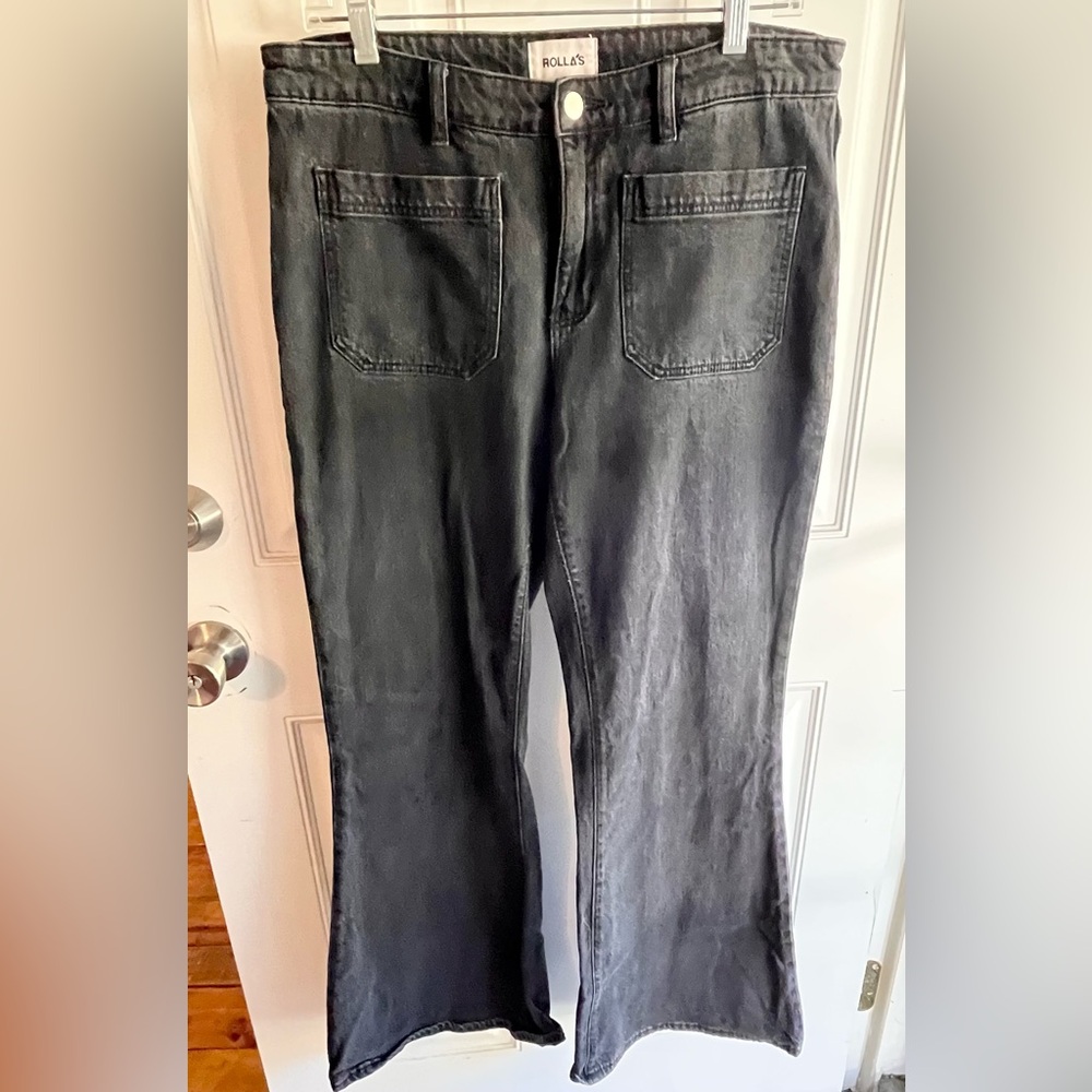 ROLLA’S Low Rise Sailor Flare Jeans Black size 32 Free People - Picture 4 of 9